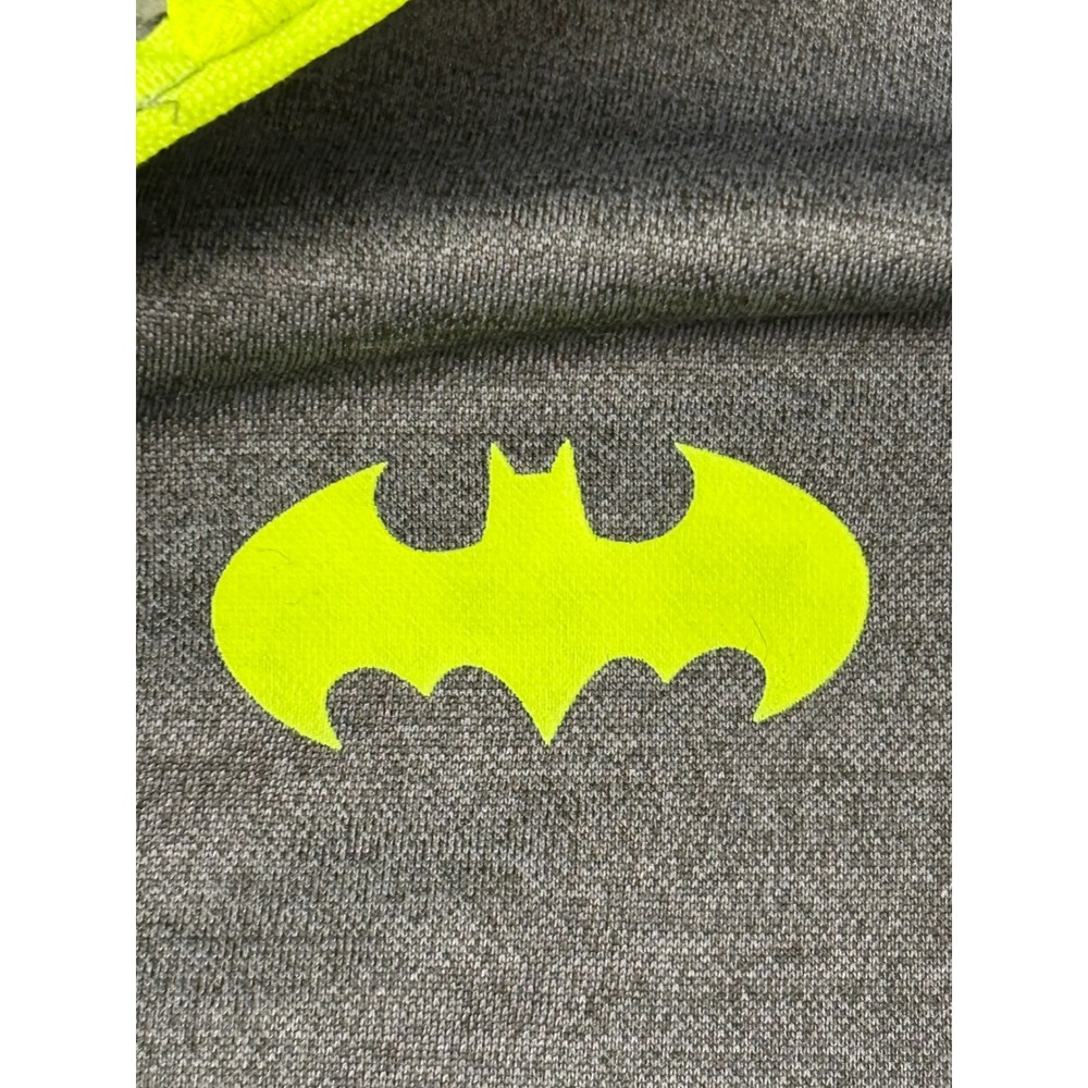 Batman DC Comics Youth Large Gray Neon Green 1/4 Zip Fleece Pullover Jacket L - Picture 5 of 12